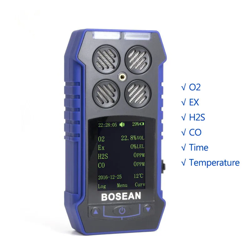 Детектор газа кислородный O2 H2S окись углерода CO легковоспламеняющийся 4 в 1