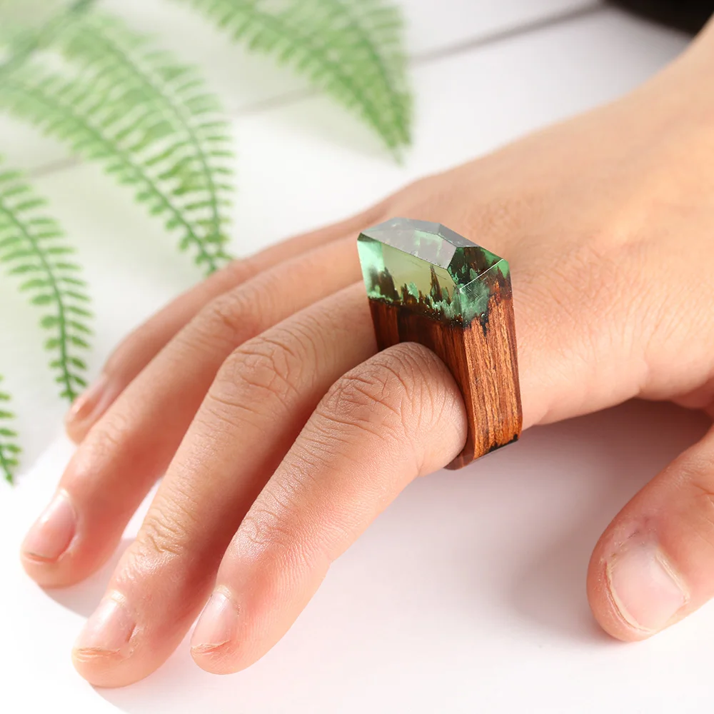 Деревянные кольца ручной работы из смолы 1 шт. кольцо в стиле хип хоп для женщин и