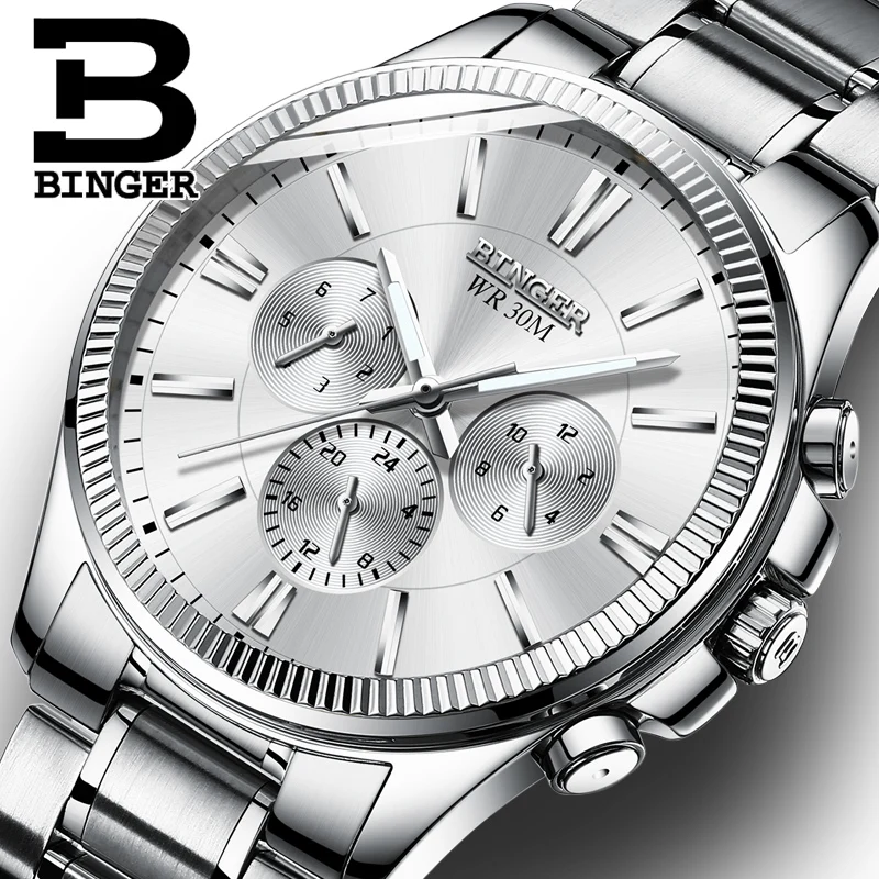 

Switzerland BINGER Watch Men Luxury Brand Automatic Mechanical Men Watches Wristwatches relogio masculino Mens Watches Steel