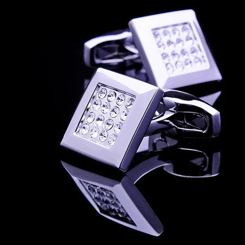 Мужская рубашка KFLK серебристая с кристаллами на кнопках|brand cufflinks for mens|cufflinks