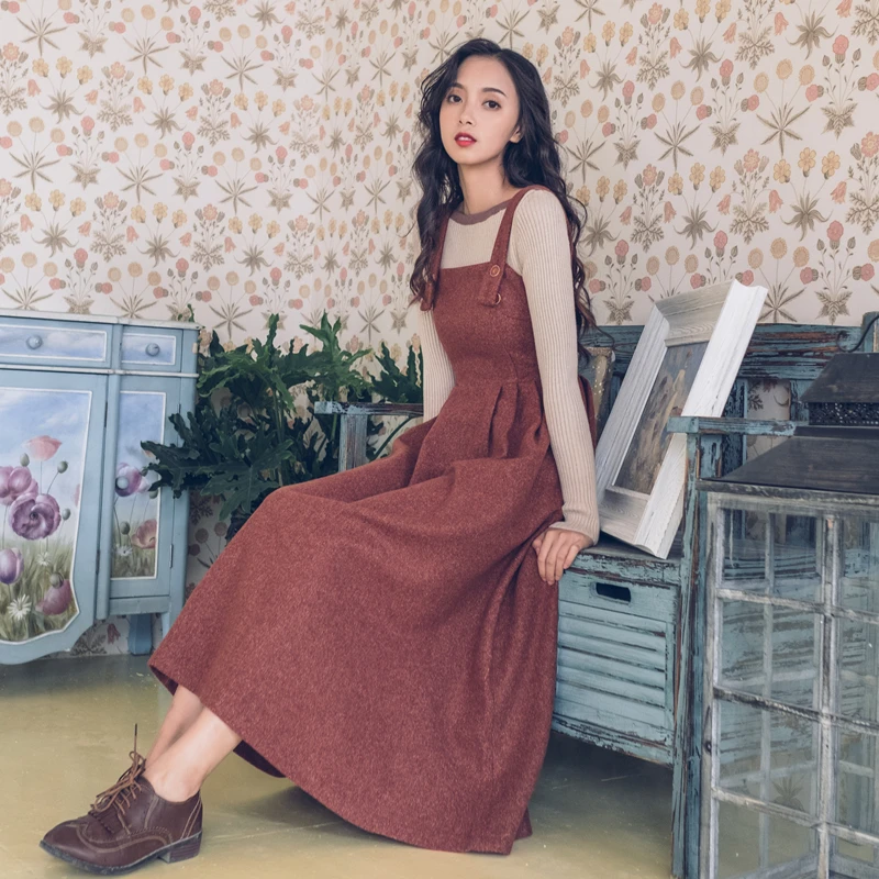 Женское шерстяное платье на пуговицах в стиле ретро элегантное приталенное