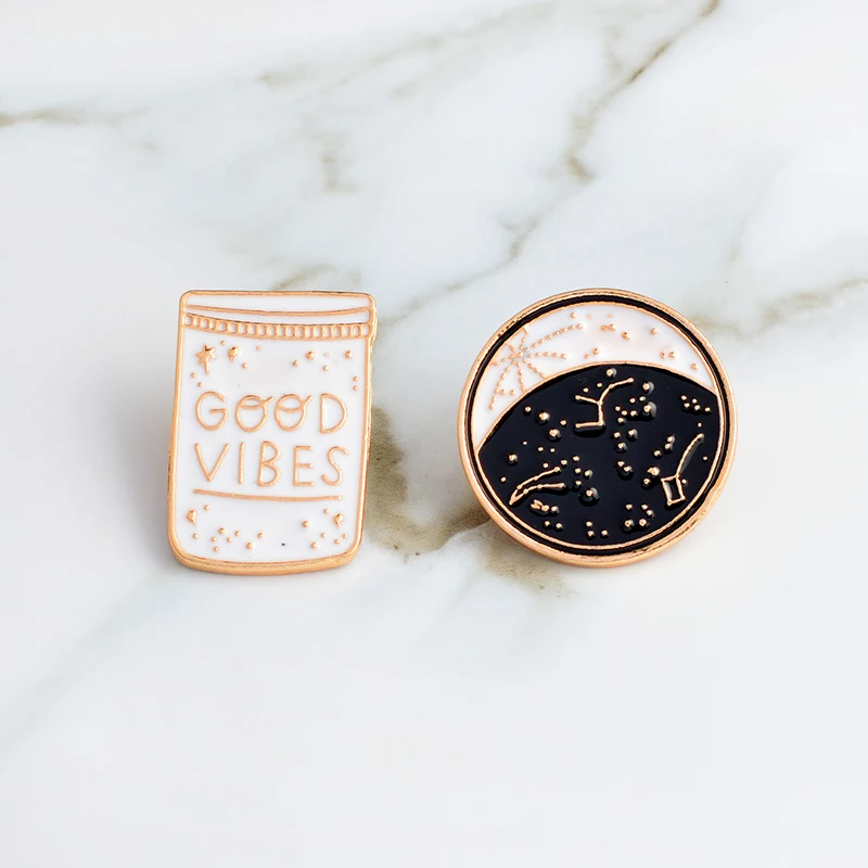 Фаза Луны Созвездие pin GOOD VIBES булавки броши на лацкан значки куртку воротник