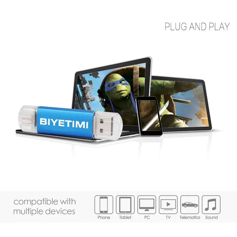 Biyetimi USB флеш накопитель двойного назначения Android OTG Pen Drive 4 ГБ 8 16 32 64 2 0 Pendrive Micro Stick