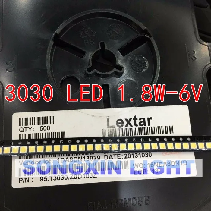 2018 100шт Lextar Светодиодная подсветка Высокая мощность 1.8Вт 3030 6В Холодный белый 150-187Лм PT30W45 V1 Приложение на ТВ.