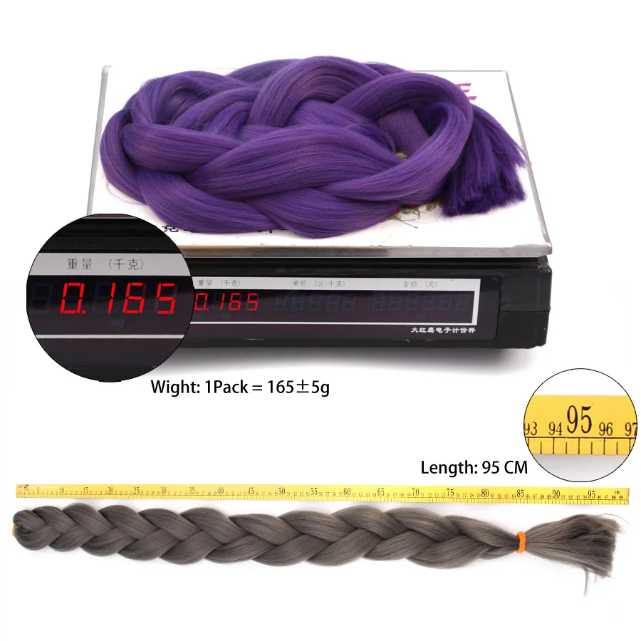 Leeons 1-10Pcs Purple Synthetic Jumbo Braiding Hair Extensions For Women 82 Inch Xpression Kanekalon Rainbow |