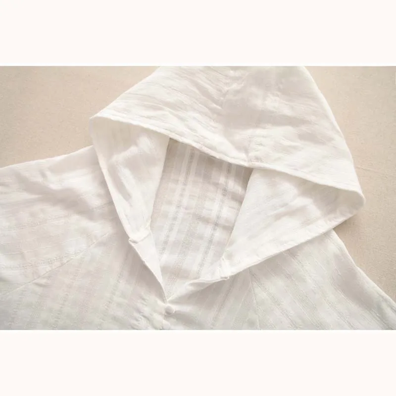 Блузка женская хлопковая средней длины с капюшоном и рукавом 3/4|tops for women|loose shirtshirt