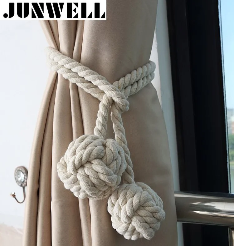 Плетеная занавеска из 100% хлопка с кисточками на спине веревка одним шариком 60 см