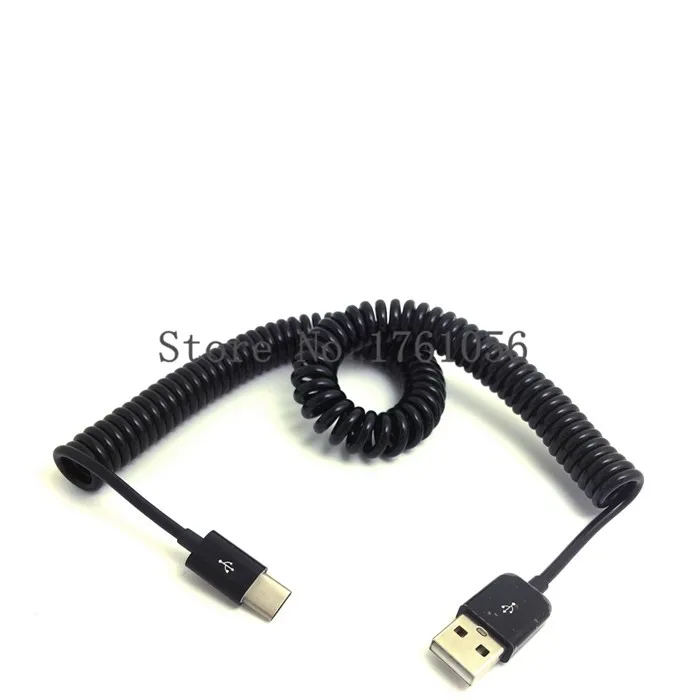 Стрейчевый штекер 3 1 типа C к стандартному USB 2 0 Штекерный пружинный кабель для
