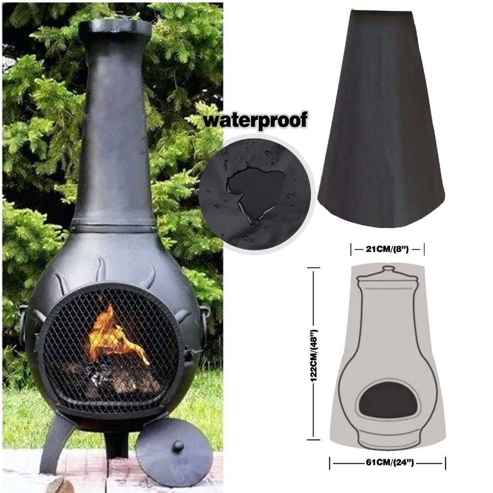 190T черный водонепроницаемый садовый дымоход/крышка дымохода Chiminea 122*21*61 см