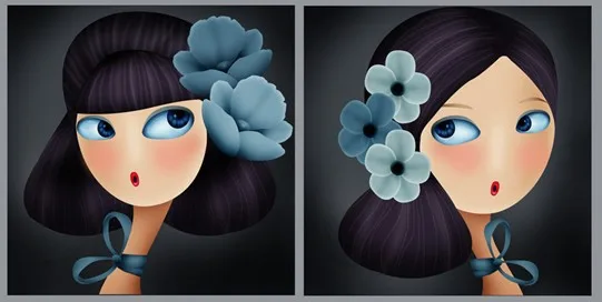 Hand-painted oil paintings beautiful girl cartoon decoration project |
