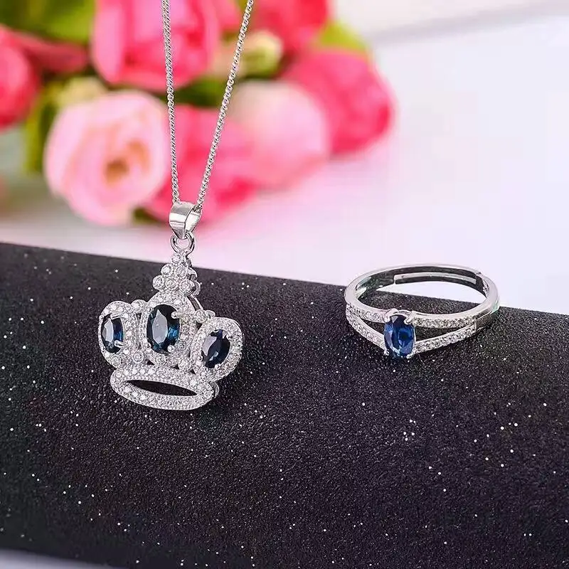 Винтажное натуральное сапфировое ювелирное изделие 4*6 мм кольцо и сапфировый