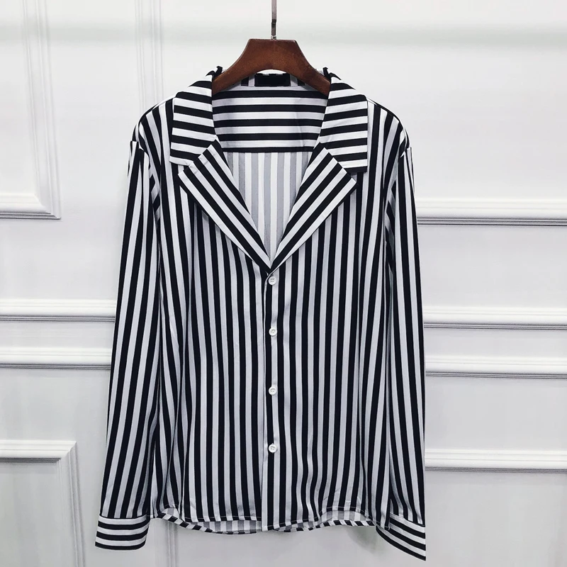 

2020 New Autumn Boutique Fashion Striped Casual Men's Long-sleeved Shirts / Men's Slim Long Sleeve Shirts Mens Clothing