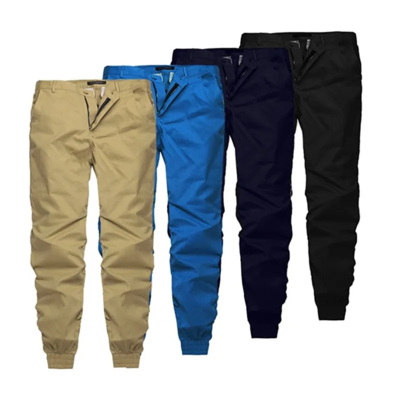 Летние Однотонные Для мужчин повседневные штаны джоггеры Slim Fit человек брюки с