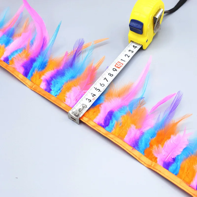 Красивые перья фазана ширина обрезки 10-15 см петух перо лента для DIY Чехлы для костюмов шитье украшения