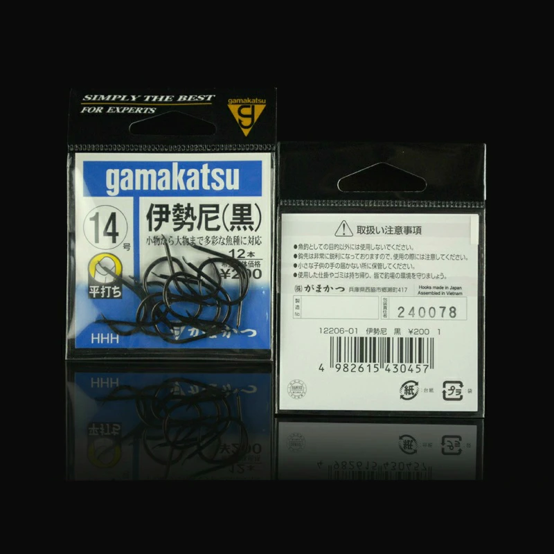 Черные рыболовные крючки Gamakatsu из высокоуглеродистой стали Зазубренные Isema