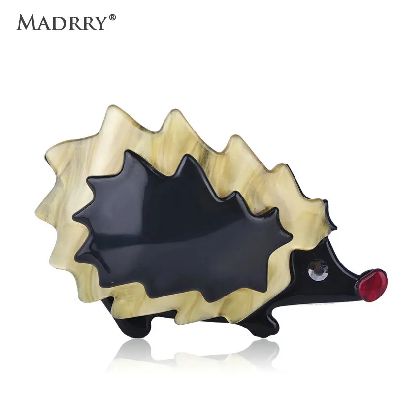 Black Madrry/Милая брошь в виде Ёжика с большим животным акриловым корсажем для детей, женские сумки, шарф, костюм, пальто, аксессуары для ювелирных изделий - Окраска металла: Black