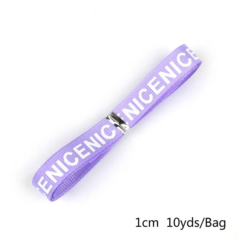 Purple 10 ярдов/партия, лента с принтом "хороший", ширина 10 мм, одноцветная лента с буквенным принтом для лучших фриен, Рождественская подарочная упаковка - Цвет: Purple