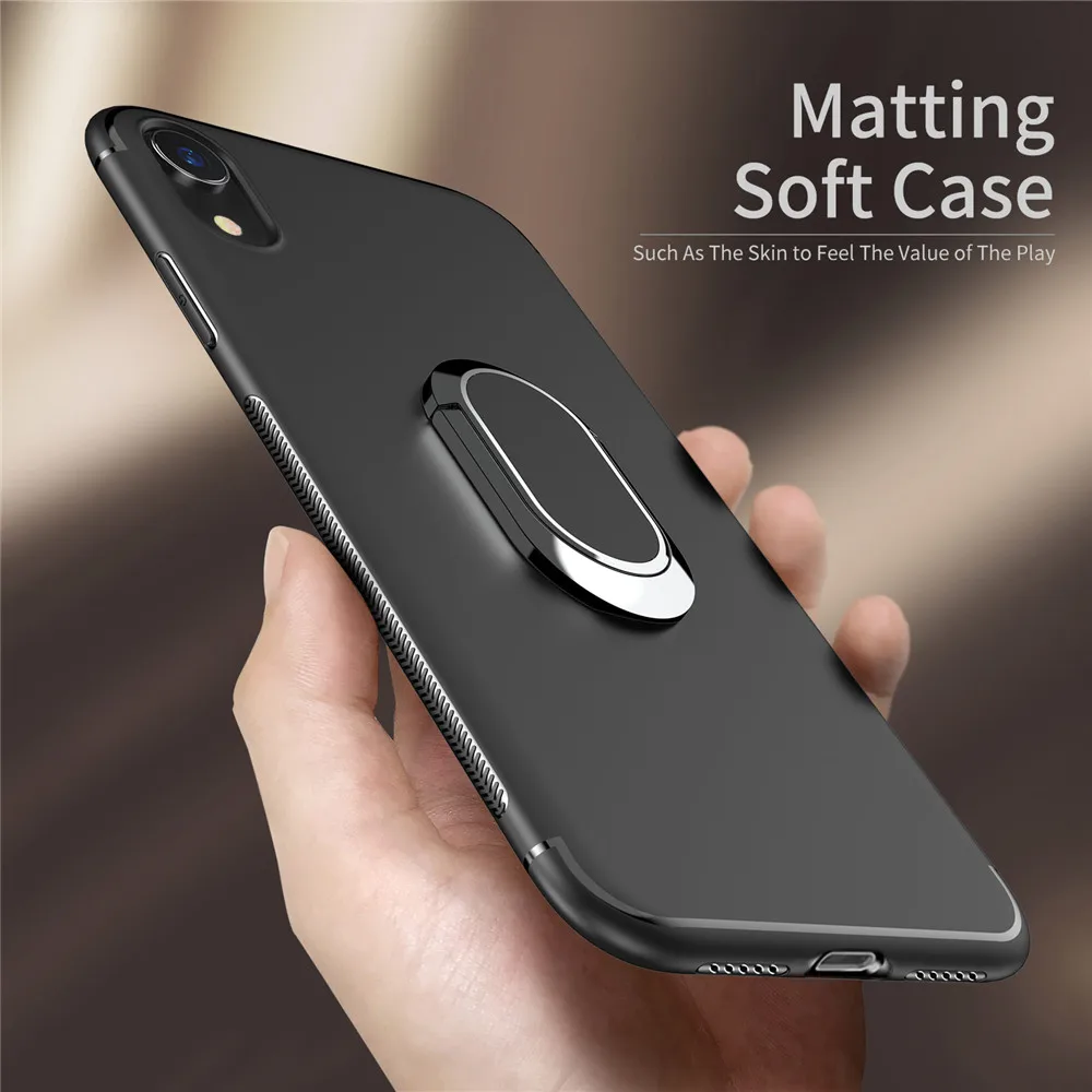 Роскошный силиконовый чехол для iPhone X Xs Max XR с магнитным металлическим кольцом