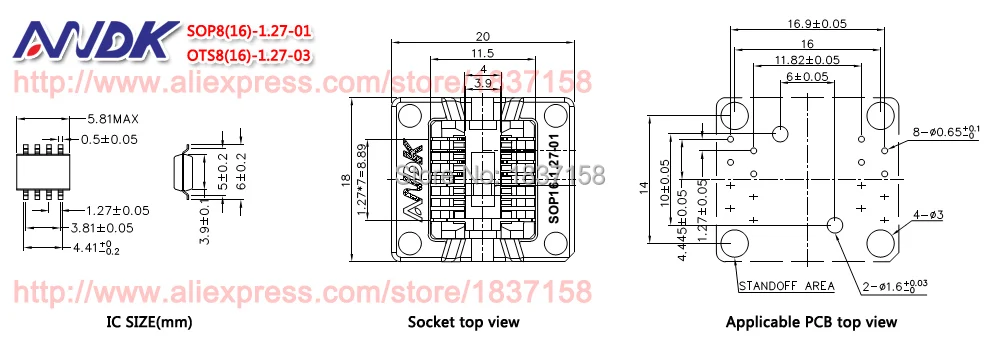 3 9 мм 150mil SOP8 тестовая розетка (16) 1 27 01 OTS8 03|sop8 socket|sop8 testsop8 |