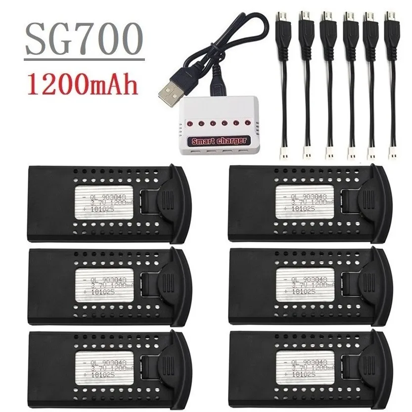 Обновленная батарея 1200mAh 3 7 V Li po и 6 портовое зарядное устройство для DM107S SG700 S169 RC