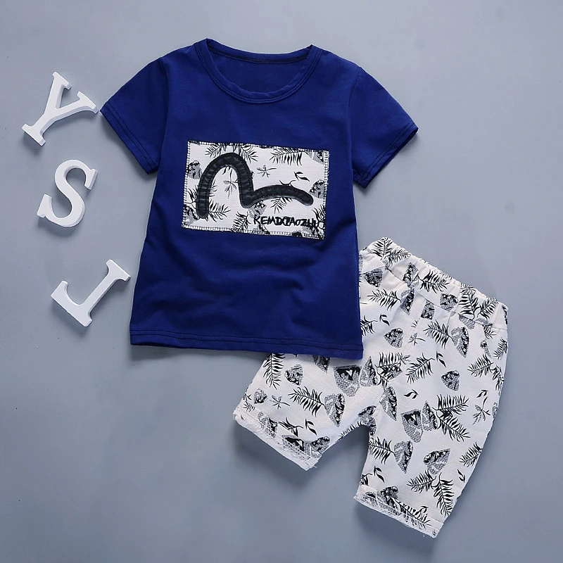 2018 летние детские комплекты одежды для отдыха топы с короткими рукавами + штаны