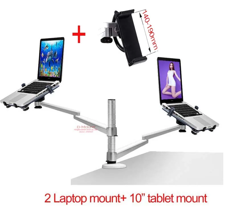 OA-11SZ OA-11SX aluminum alloy 2 In 1 Bracket adjustable Dual Arm double laptop desktop stand Holder For 15 inch Laptop - Цвет: OA-11SZ