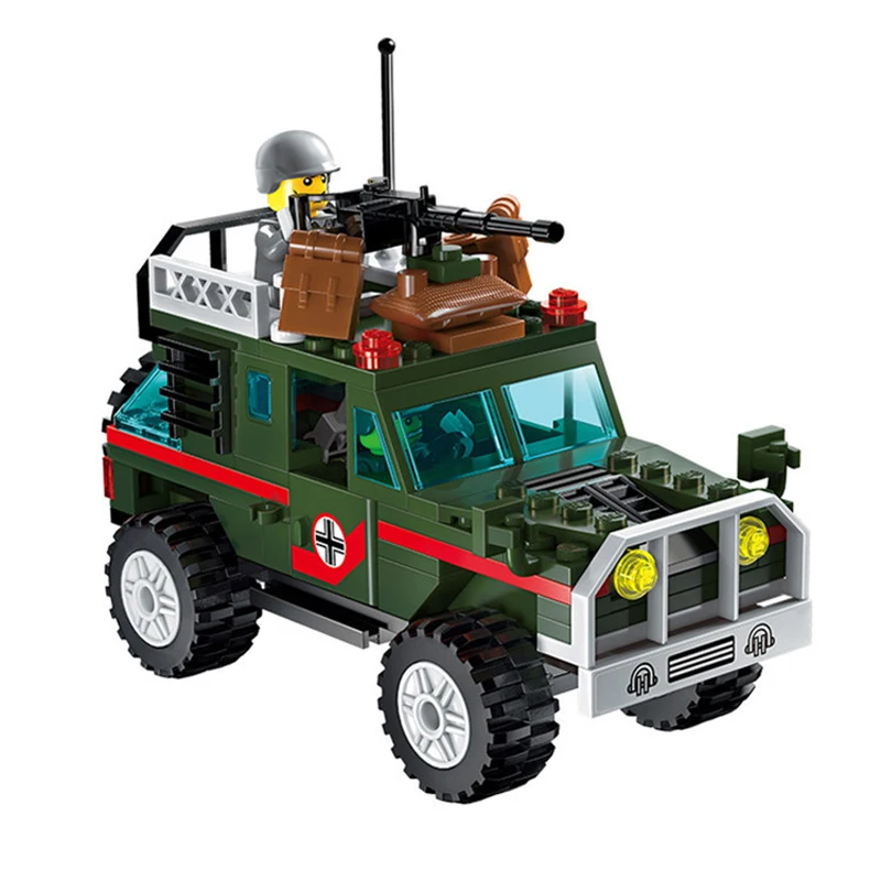 241 шт. детские строительные блоки игрушка Совместимость с legoingly city Military series Jeep chariot