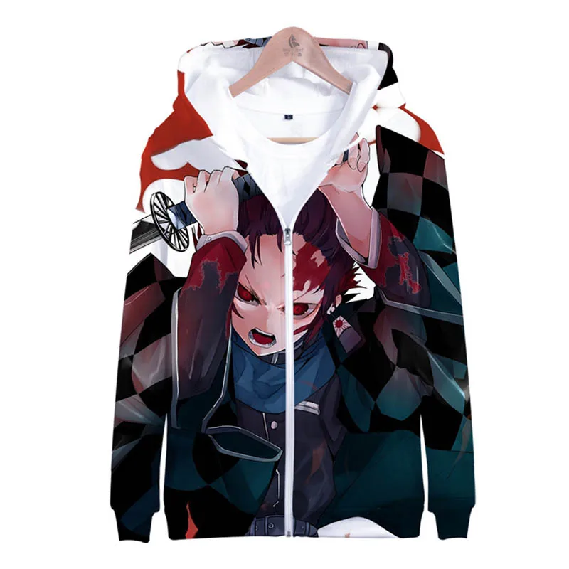 C Cosroad Tanjirou Kamado, толстовки с капюшоном для косплея, Demon Slayer Kimetsu no Yaiba, Nezuko Kamado, Свитера с капюшоном на молнии с 3D принтом - Цвет: C