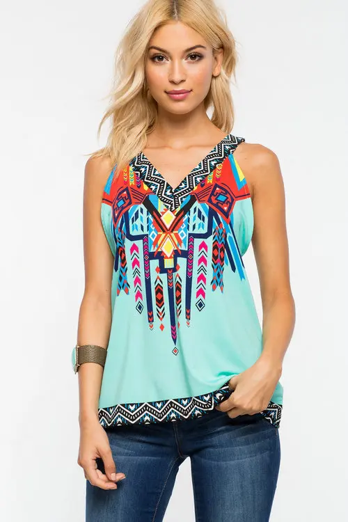 None sleeve printing tops in Summer JNT0023 |