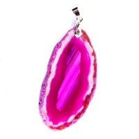 trendy beads personalized silver plated irregular shape rose red agates slice geode pendant for christmas jewelry
