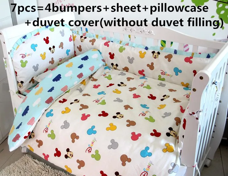 Акция! Комплект постельного белья для детской кроватки 6/7 шт. с рисунком из