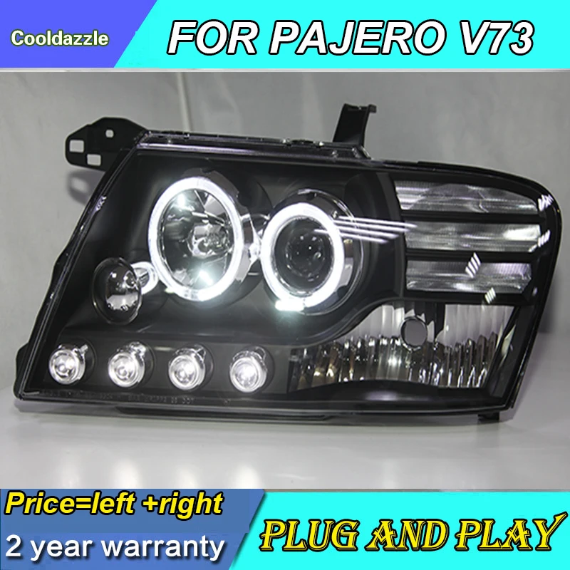 Для Mitsubishi Pajero V73 светодиодные фары Ангельские глазки 2000 2001 2002 2003 2004 2005 2006 2007 2008 2009