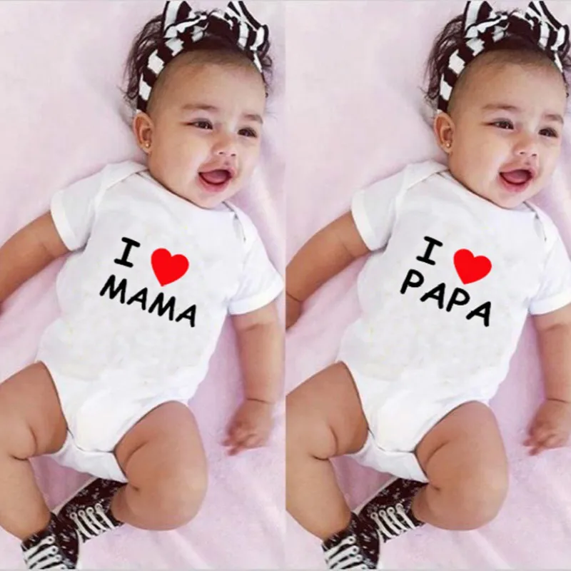 

I LOVE MAMA PAPA Brother Newborn Baby Rompers Summer Toddler Baby Boy Girl Cotton Letter Romper Infant Jumpsuit Clothes Outfit