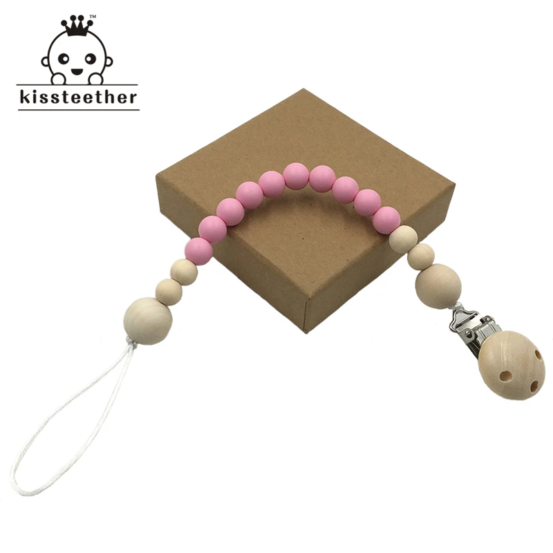 Детская деревянная пустышка Бук Жевательная бусина круглые пустышки зажимы