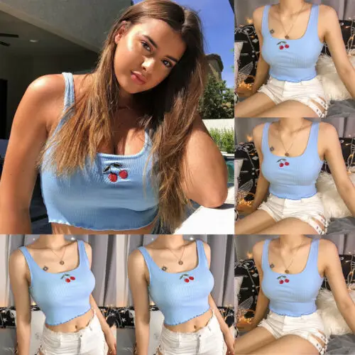 Женский винтажный трикотажный топ без рукавов с V-образным вырезом | Женская