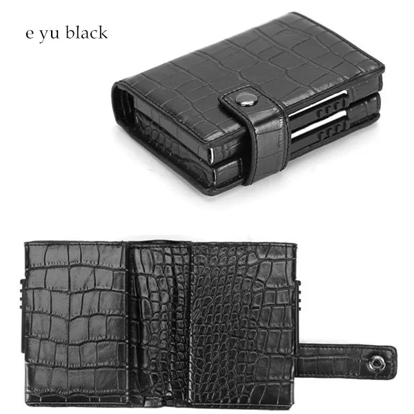 e yu black X-35C BISI GORO алюминиевый кошелек кредитный держатель для карт металлический с блокировкой RFID многофункциональный кошелек дорожный металлический чехол - Цвет: e yu black X-35C