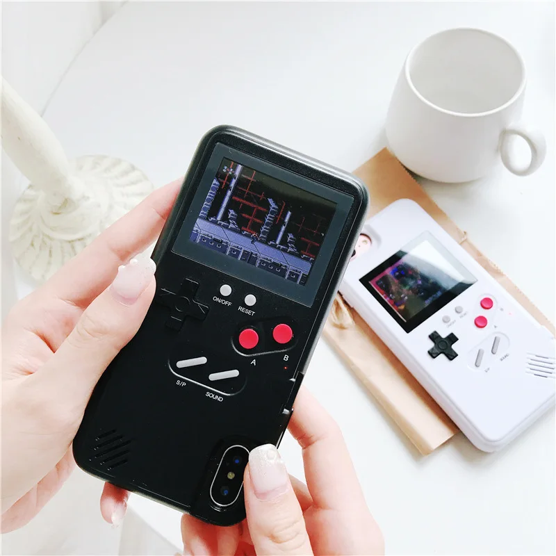 Full Color display GameBoy case for iphone 6 6s 7 8 plus Game boy Tetris chargeable Cover For X XS MAX Case funda |