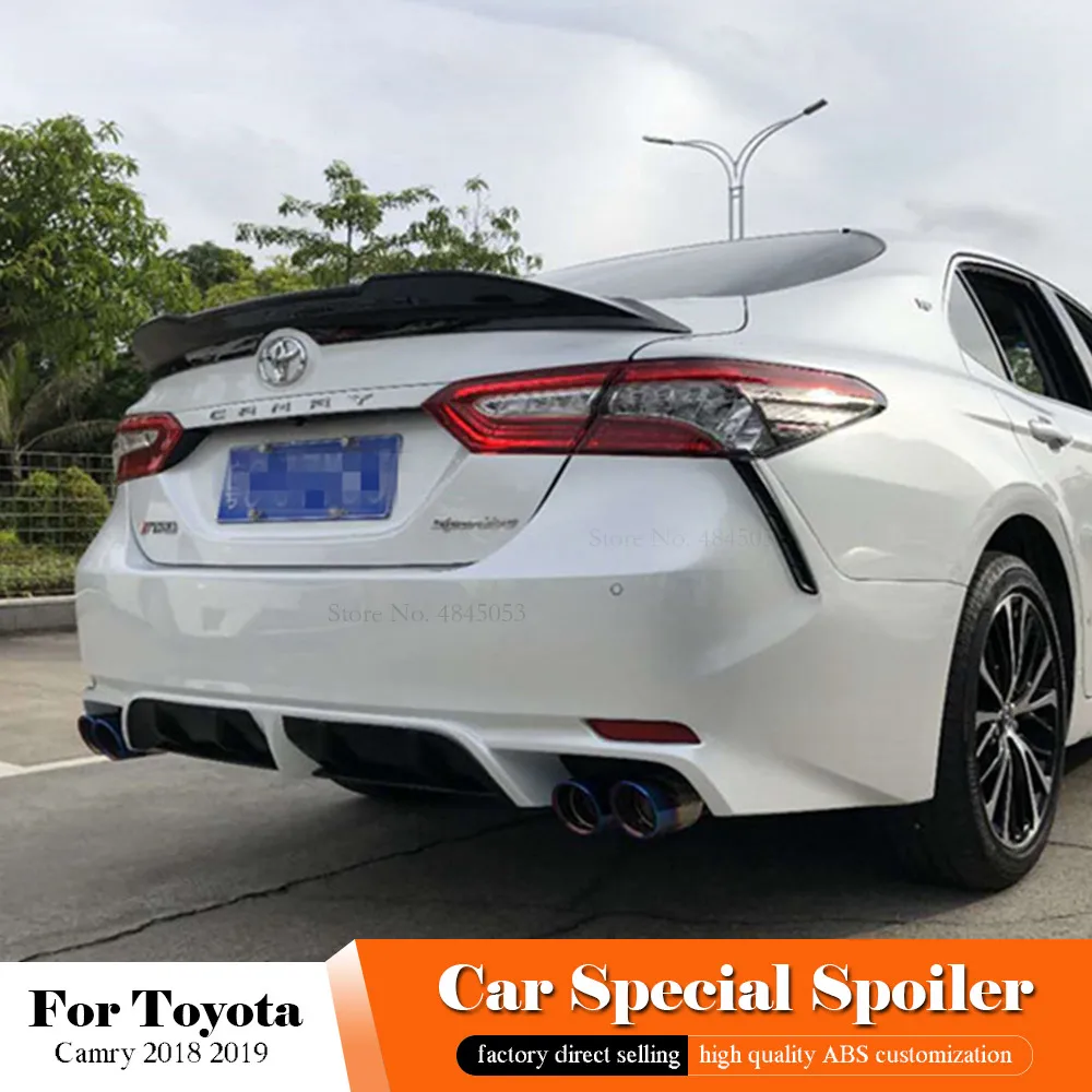 Черный спойлер для Toyota Camry 2018 2019 АБС пластик Праймер цветной задний багажника