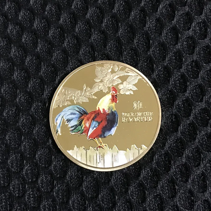 5 шт. 2017 зодиака петух животных Монета 1 OZ 24K reaal с позолотой значки животными 40 мм