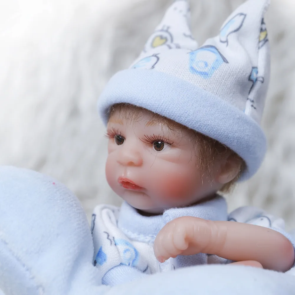 Nicery 8 дюймов 20 см Bebe Reborn мини кукла мягкая силиконовая Реалистичная игрушка подарок для ребенка Рождество милый мальчик синяя подушка