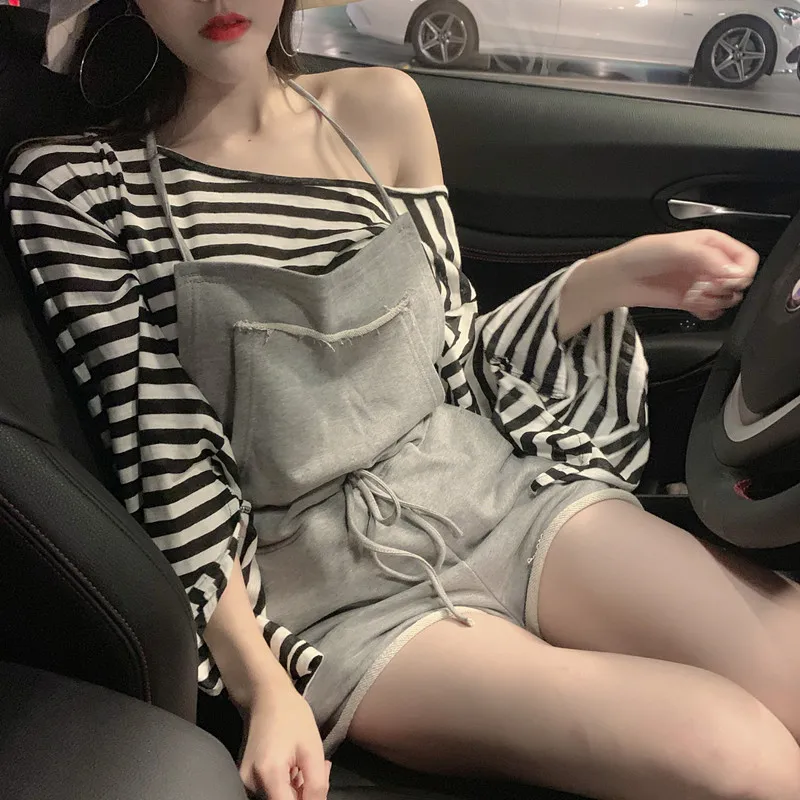 

Women Jumpsuit Casual Female Rompers Sashes Slim Waist Shorts Straps Sleeveless Summer Fashion Streetwear Womens Jumpsuits 2019