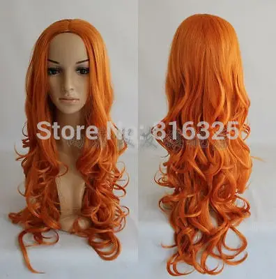 P & P>> vogue мода Косплей Оранжевый длинные вьющиеся волосы парики парик |