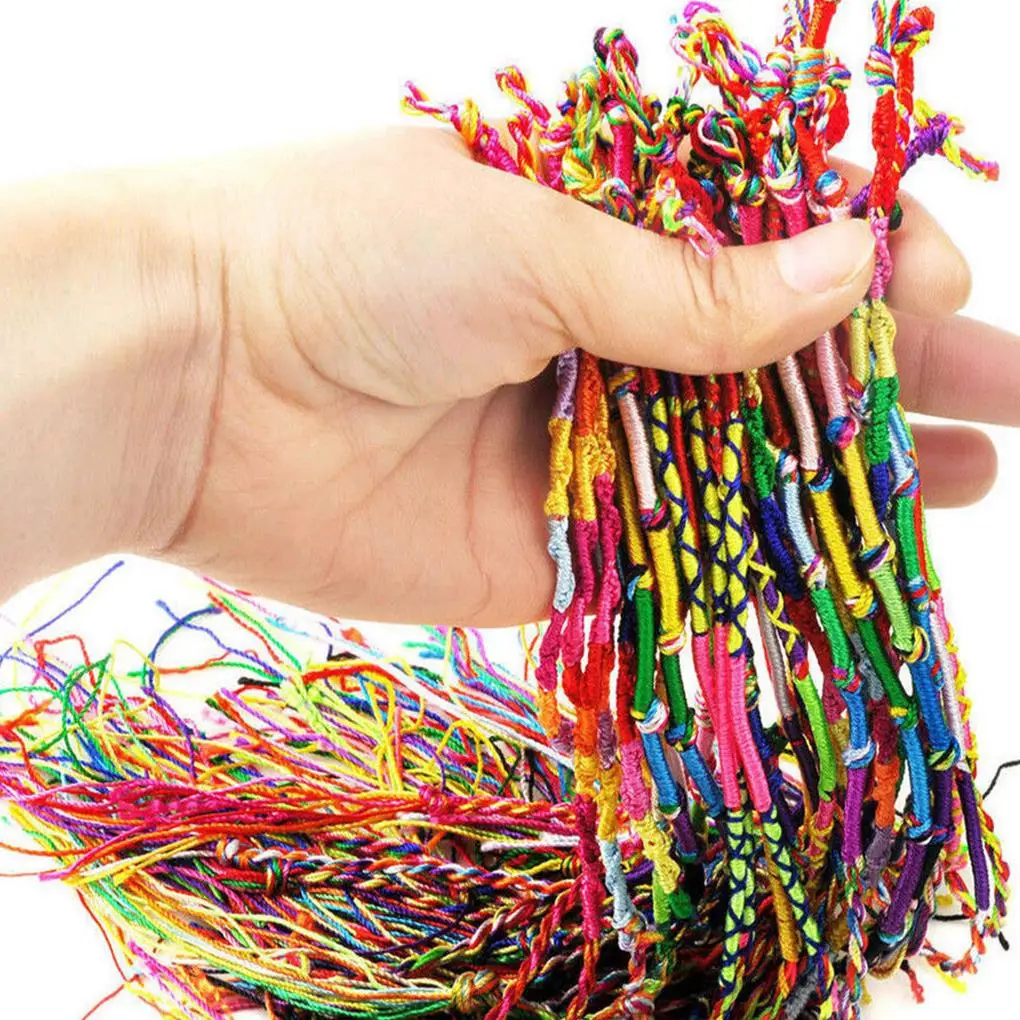 

Hot 10PCS Handmade Thread Woven Friendship Cords Hippie Anklet Braid Bracelet Colorful Cords Bracelet Colorful Cords Bracelet