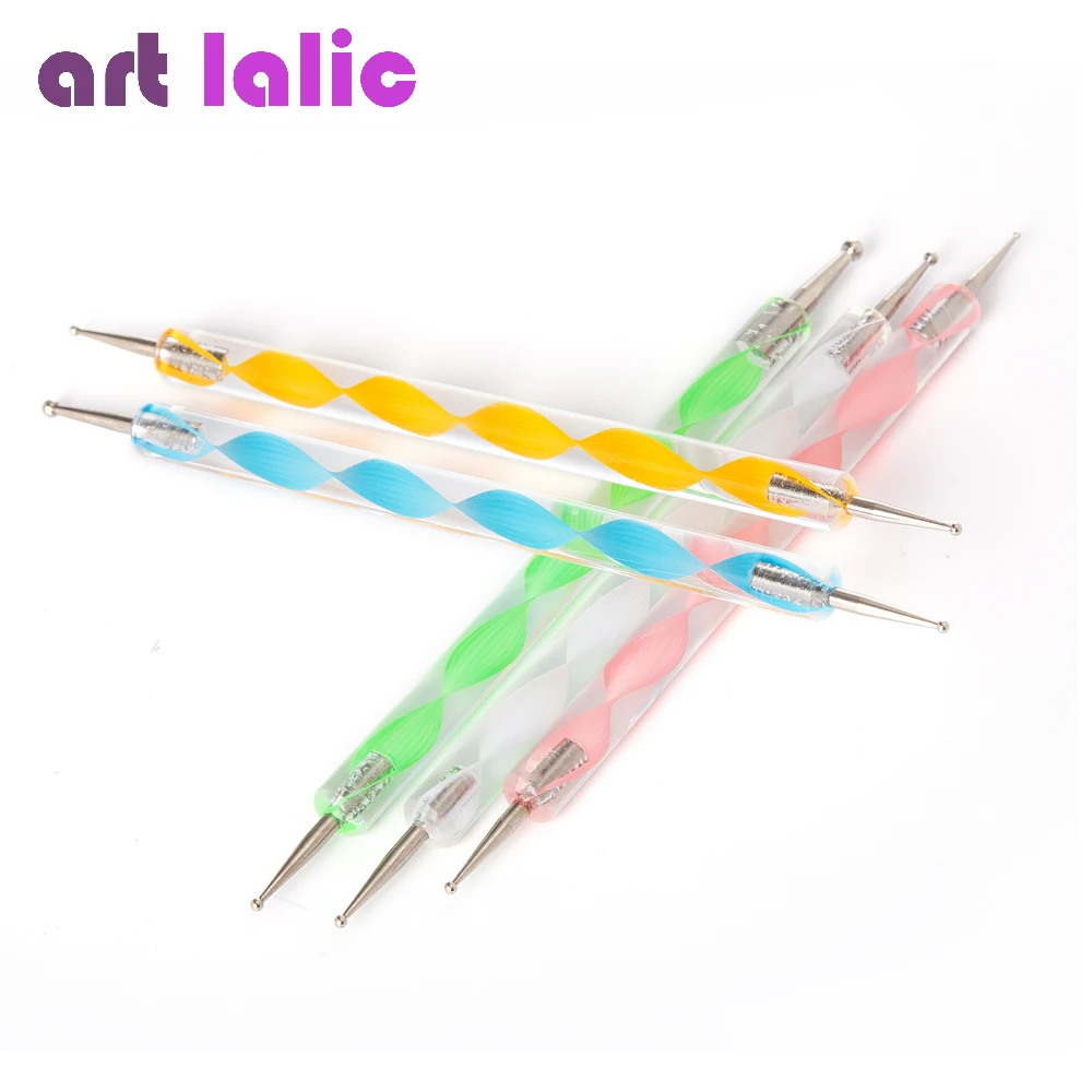 

5Pcs 2-Ways Dotting Marbleizing Painting Pen Mixed Design Professional Nail Art Manicure Tools