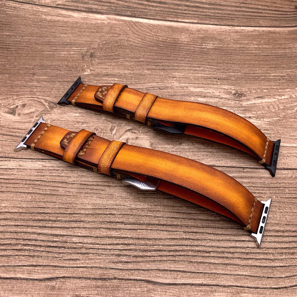 Ремешок из воловьей кожи для Apple Watch Band 38 мм 40 роскошный браслет в стиле ретро iWatch 42