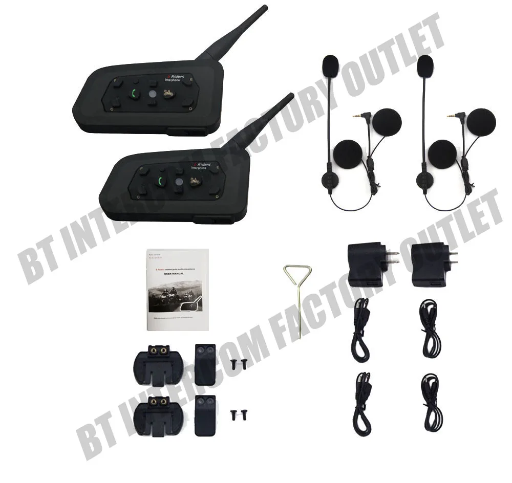 2PCS R6 1200M Motorcycle Bluetooth Helmet Headsets Intercom for 6 riders BT Wireless intercomunicador Interphone MP3 | Автомобили и