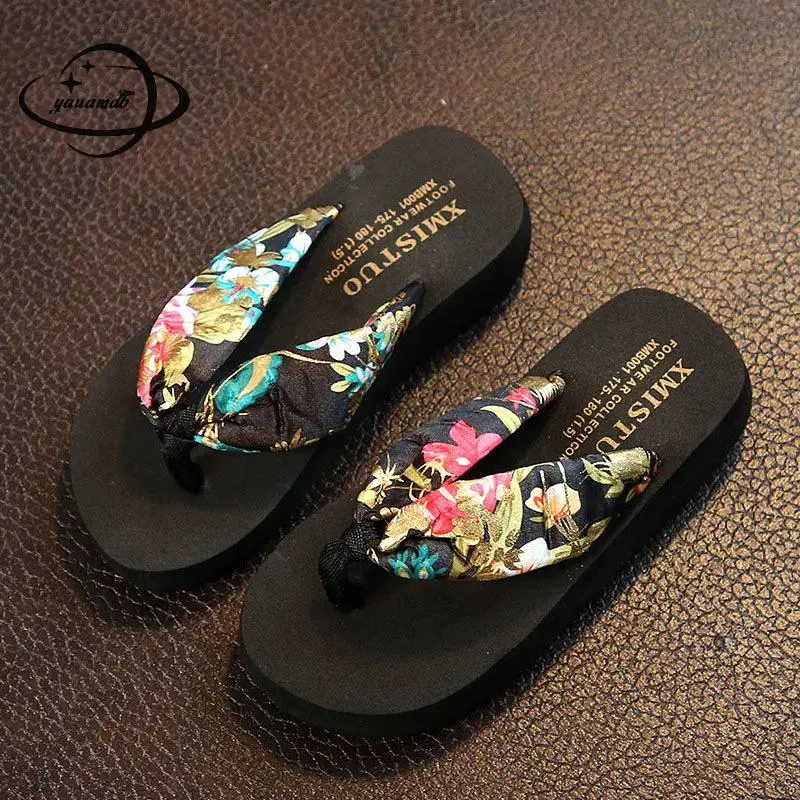 4-11y Kids Slippers Summer Girls Flip Flops Shoes Flat Print Soft Bottom Breathable Hollow Children's Bohemia Footwear Ly20 | Детская