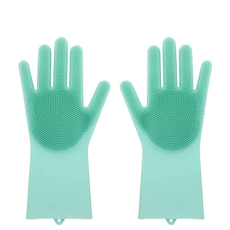Magic Silicone Scrubber Rubber Cleaning Gloves Dusting|Dish Washing|Pet Care Grooming Hair Car|Insulated Kitchen Helper | Дом и сад
