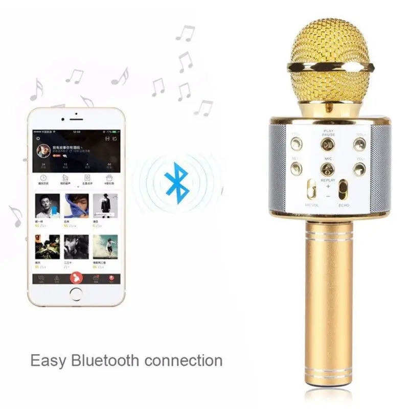 WS858 Bluetooth беспроводной микрофон динамик ручной микрофон караоке микрофон музыкальный плеер для вокала, с рекордером KTV микрофон