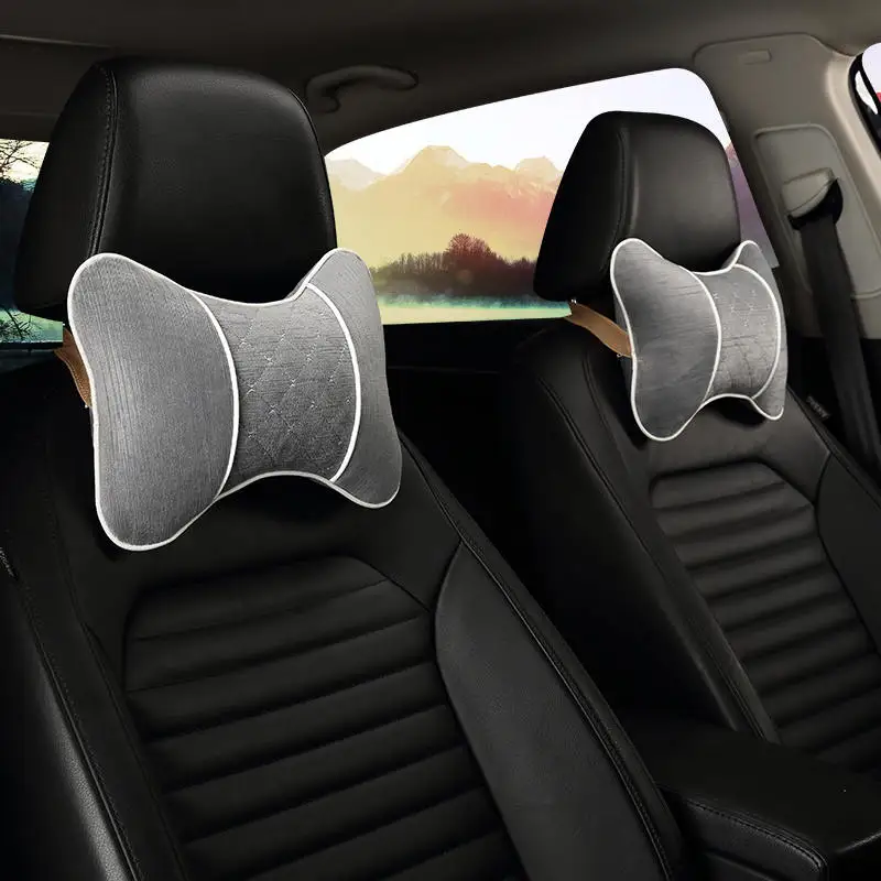 B grey 1pair Автомобильная подушка для шеи, подушка для подголовника, подушка для шеи из 2 предметов с эффектом памяти, подушка для шеи, чехол для автомобильного сиденья, подголовник, подушка для шеи, плюшевая - Цвет: B grey 1pair